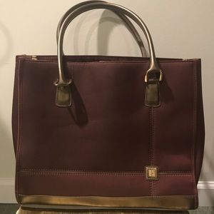 DVF Diane von Furstenberg wine/bronze travel tote